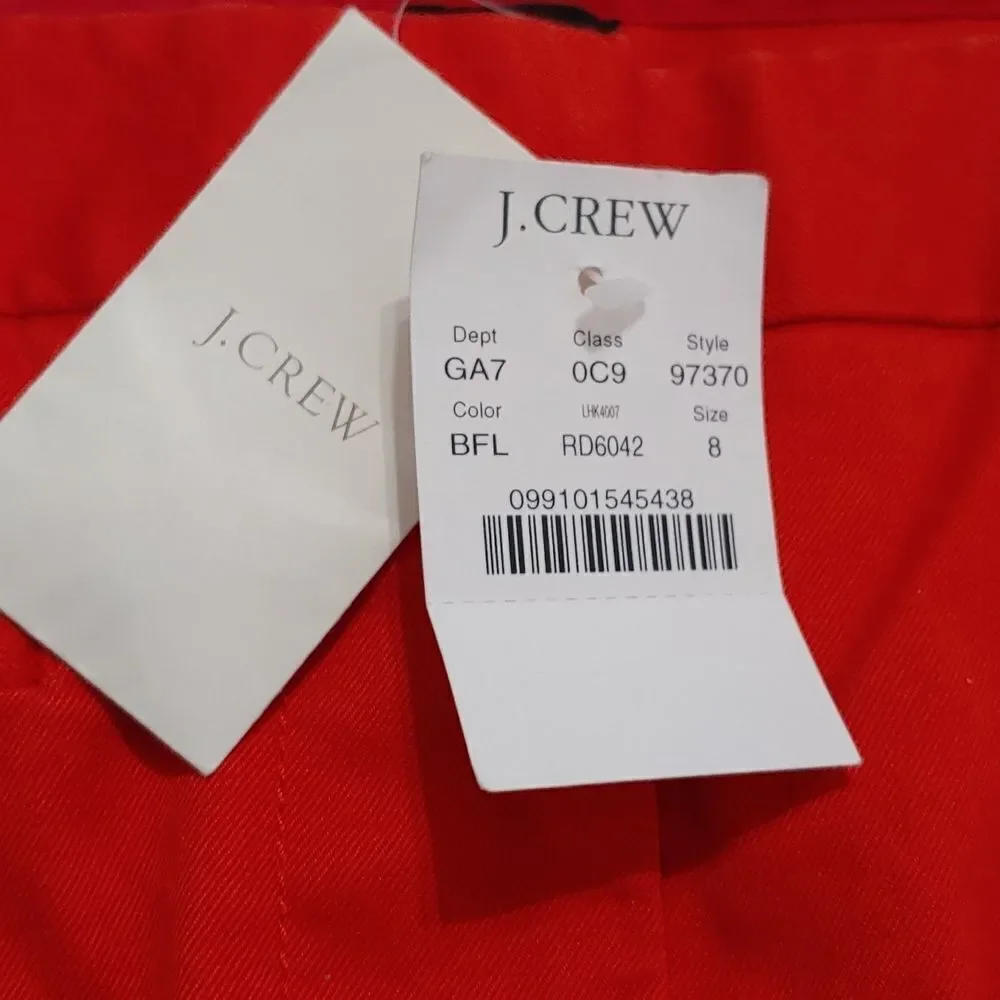 J. Crew Stretch City Fit Reddish Orange  bright Pants Sz 8 NWT